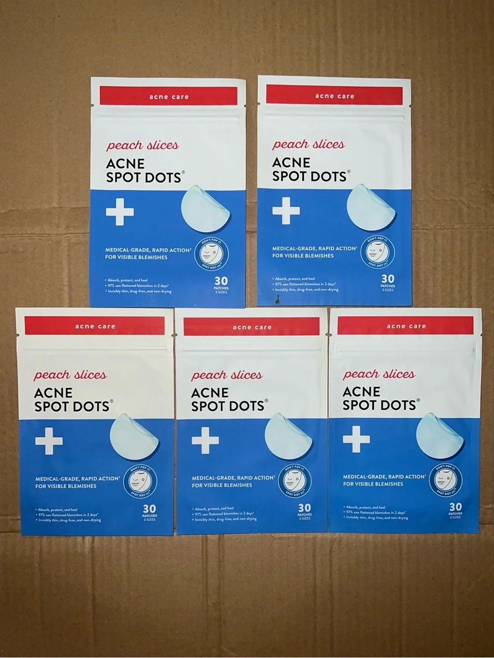 Peach slice pimple patches -lot of 5